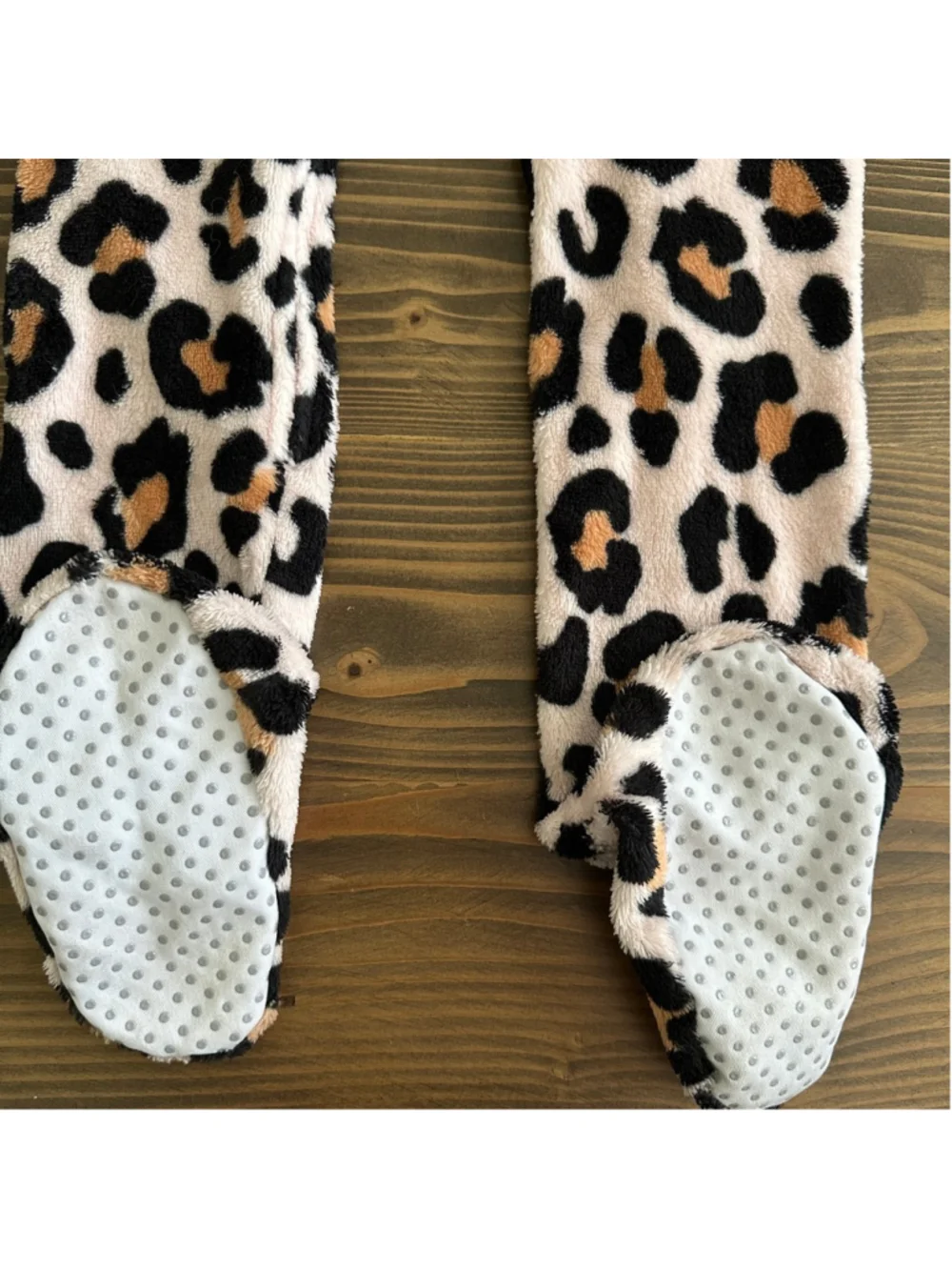 Kids PJ PLACE Leopard Print Fleece Footie Pajamas Beige Black Size 4T